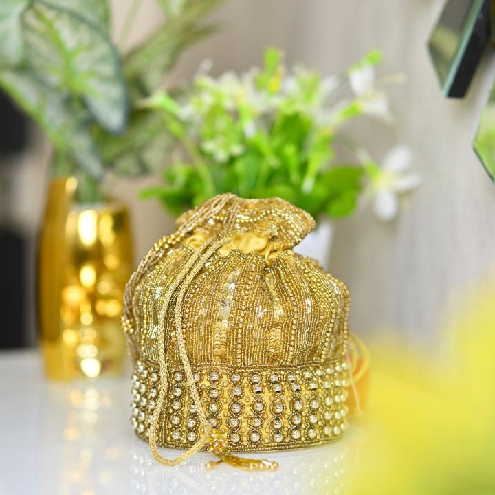 Golden beads Potli bag - RajsiPoshak