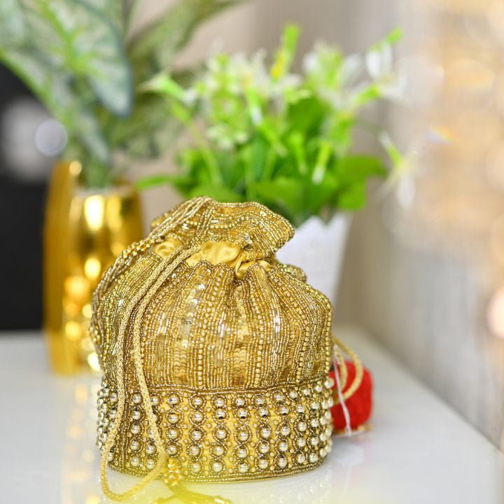 Golden beads Potli bag - RajsiPoshak