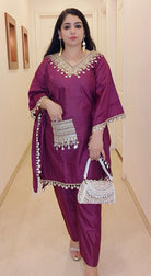 WINE KAFTAN SILK CO-ORD - RajsiPoshak