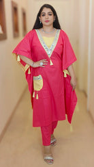 PINK/YELLOW TRENDY PARTY WEAR KAFTAN WITH PANT - RajsiPoshak