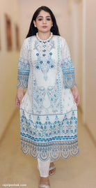 WHITE DIGITAL PRINTED MUSLIN SUIT M12063 - RajsiPoshak