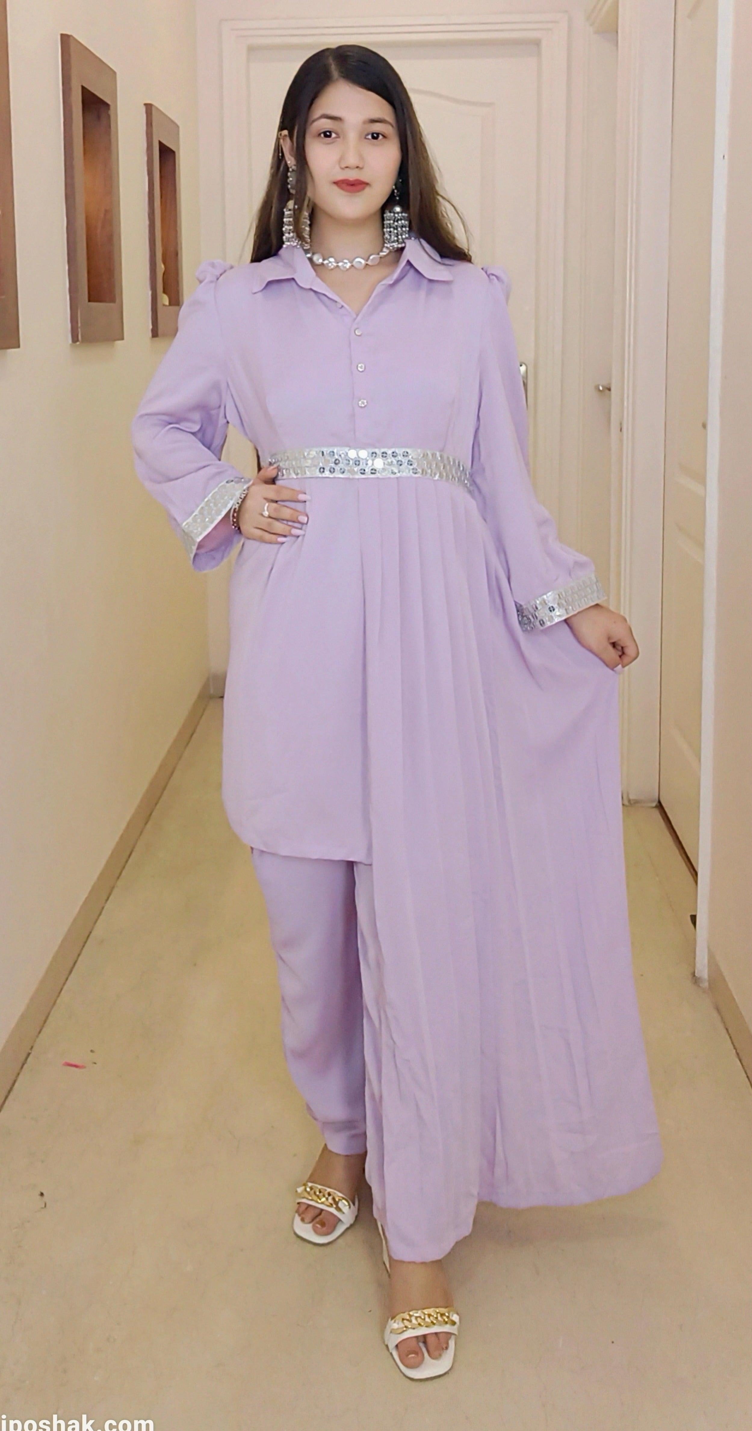 LIGHT PURPLE IMPORTED FABRIC COORD SET - RajsiPoshak