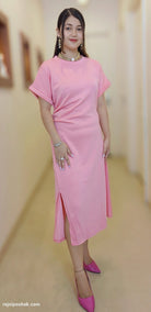 PINK IMPORTED STREACHABLE DRESS - RajsiPoshak