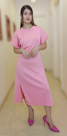 PINK IMPORTED STREACHABLE DRESS - RajsiPoshak